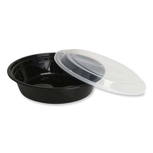 GEN Food Container, 24 oz, 7.28 x 7.28 x 1.96, Black/Clear, Plastic, 150/Carton