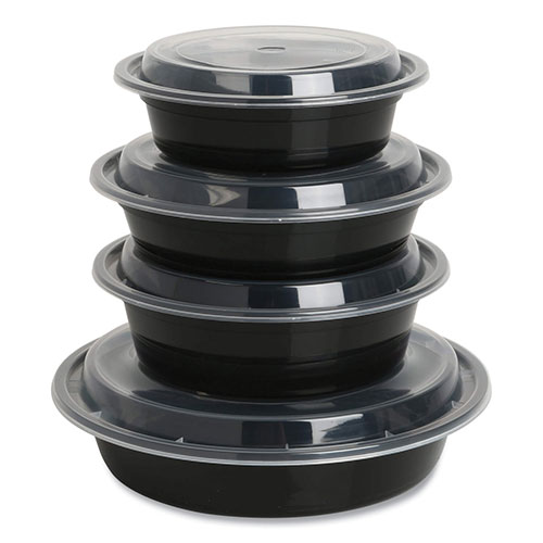 GEN Food Container, 32 oz, 7.28 x 7.28 x 2.55, Black/Clear, Plastic, 150/Carton