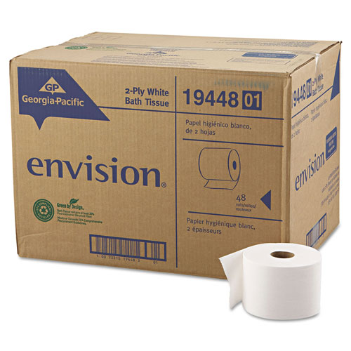 Envision® High-Capacity Bath Tissue, 2-Ply, White, 1000 Sheets/Roll, 48 Rolls/Carton
