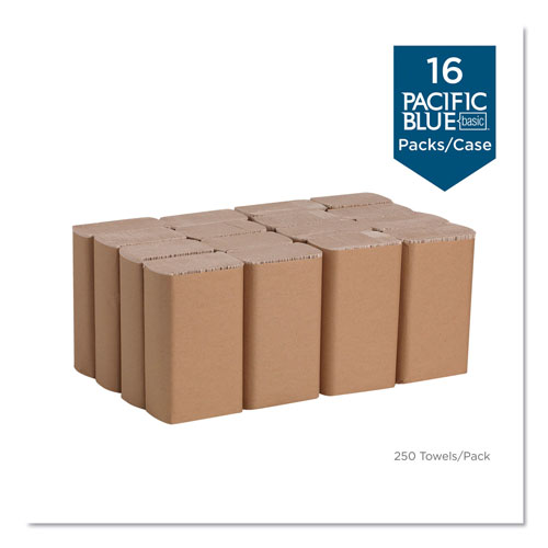 Pacific Blue Basic Recycled Multifold Paper Towel, Brown, 23304, 250 Towels/Pack, 16 Packs/Case