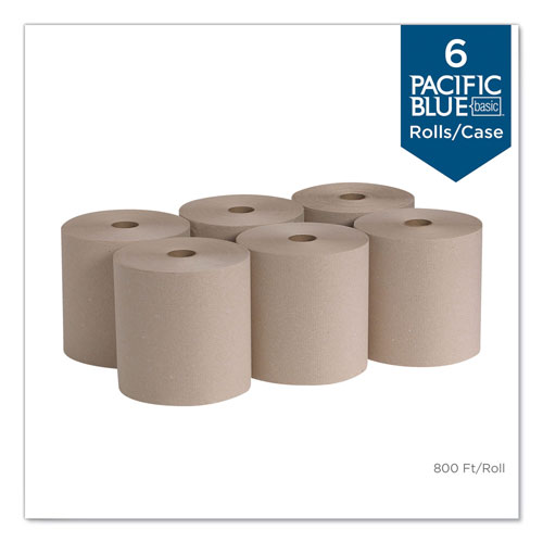 Pacific Blue Basic Recycled Hardwound Paper Towel Roll, Brown, 26301, 800 Feet/Roll, 6 Rolls/Case