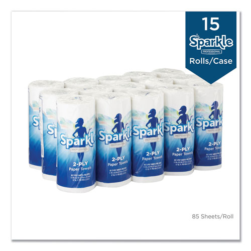 Sparkle Sparkle ps Perforated Paper Towel, White, 8 4/5 x 11, 85/Roll, 15 Roll/Carton