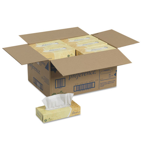 Preference Facial Tissue, Flat Box, 100 Sheets/Box, 30 Boxes/Carton