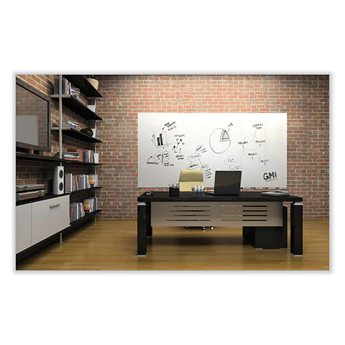 Ghent MFG Aria Low Profile Magnetic Glass Whiteboard, 96 x 48, White Surface