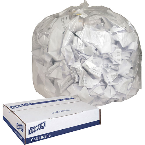 Genuine Joe Clear Trash Bags, 56 Gallon, 0.8 Mil, 43