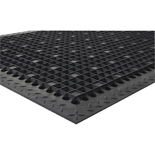 Genuine Joe Antimicrobial Floor Mat, 3' x 5', Black