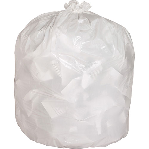 Genuine Joe White Trash Bags, 13 Gallon, 0.85 Mil, 24" x 31", Box of 150