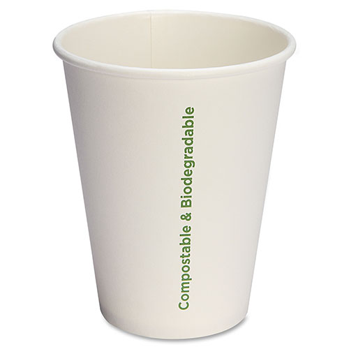 Genuine Joe Compostable Cups, 12oz., 1000/CT, White