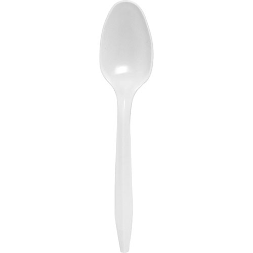 Genuine Joe Plastic Spoons, Ind-Wrapped, Med-Weight, 1000/CT, White