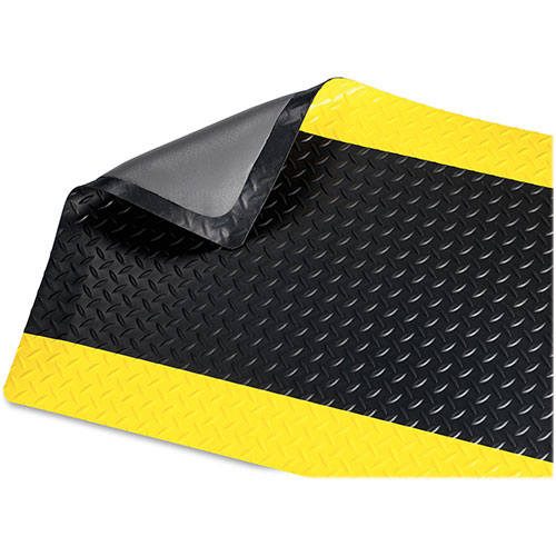 Genuine Joe Beveled Edge Anti-Fatigue Mat, 3' x 12', Black & Yellow