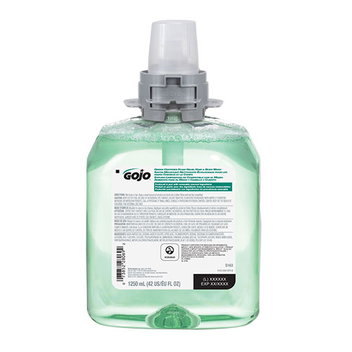 Gojo Green Certified Foam Hair and Body Wash, Cucumber Melon, 1250 mL Refill, 4/Carton