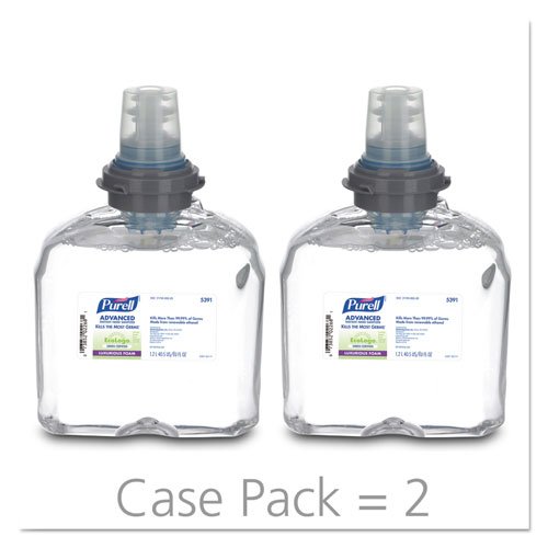 Purell Advanced Hand Sanitizer Green Certified TFX Foam Refill, 1200 mL, Clear, 2/Carton