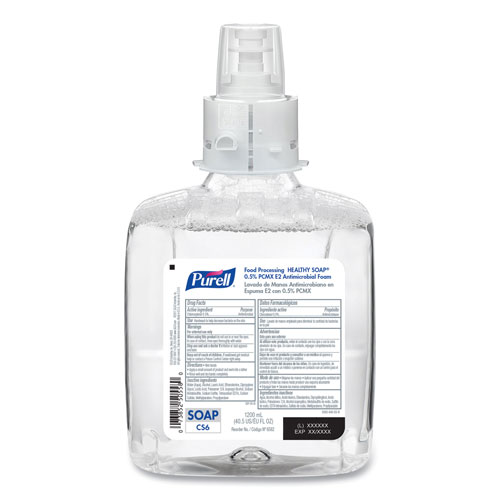 Purell Food Processing HEALTHY SOAP 0.5% PCMX Antimicrobial E2 Foam Handwash, For CS6 Dispensers, Fragrance-Free, 1,200 mL, 2/Carton