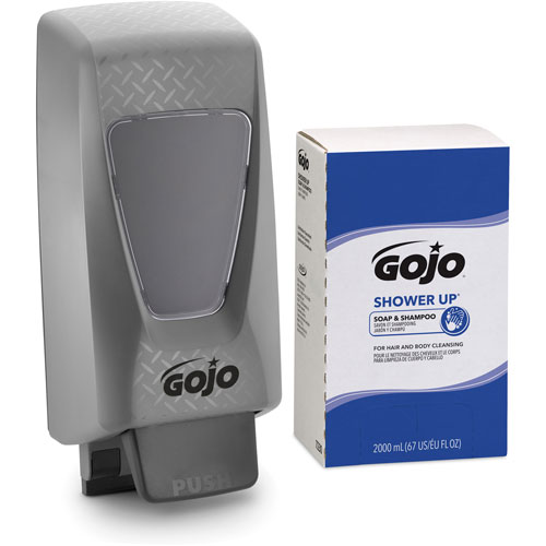 Gojo SHOWER UP Soap & Shampoo - Clean Scent - 67.6 fl oz (2 L) - Hair, Hand, Body - Rose - Pleasant Scent, Bio-based - 4 / Carton