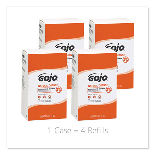 Gojo NATURAL ORANGE Pumice Hand Cleaner Refill, Citrus Scent, 2000mL, 4/Carton