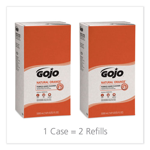 Gojo NATURAL ORANGE Pumice Hand Cleaner Refill, Citrus Scent, 5000 mL, 2/Carton
