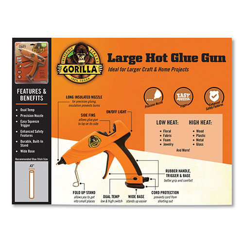 Gorilla Glue Dual Temp Hot Glue Gun, Orange/Black