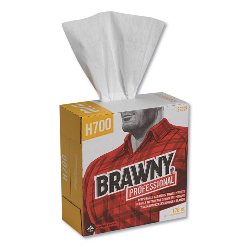Brawny Professional® Heavyweight HEF Disposable Shop Towels, 9x12.5, White, 176/Box, 10 Box/Crtn