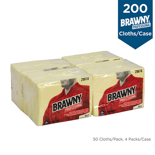 Brawny Professional® Disposable Dusting Cloth, Yellow, 50 Cloths/Pack, 4 Packs/Case, Towel (WxL) 17