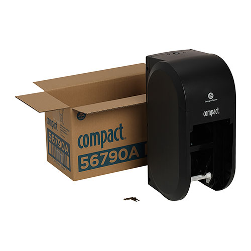 Compact® 2-Roll Vertical Coreless High Capacity Toilet Paper Dispenser, 14.063 x 8.188, Black