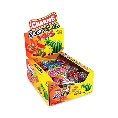 Charms Sweet and Sour Pop, 1.95 lb, Assorted Flavors, 48/Box