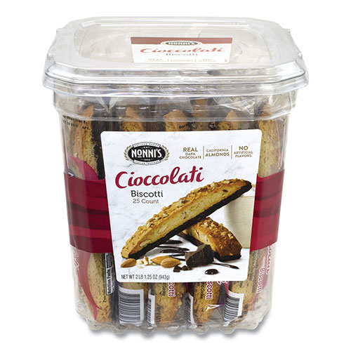 Nonni's® Biscotti, Dark Chocolate Almond, 0.85 oz Individually Wrapped, 25/Pack