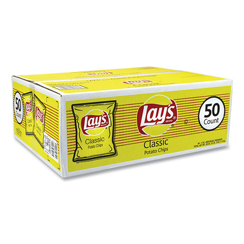 Lay's Regular Potato Chips, Classic Flavor, 1 oz Bag, 50/Carton