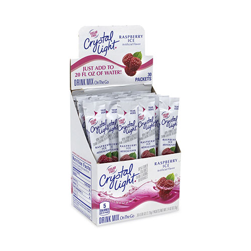 Crystal Light On-The-Go Sugar-Free Drink Mix, Raspberry Ice, 0.08 oz Single-Serving Tubes, 30/Pk, 2 Pk/Box