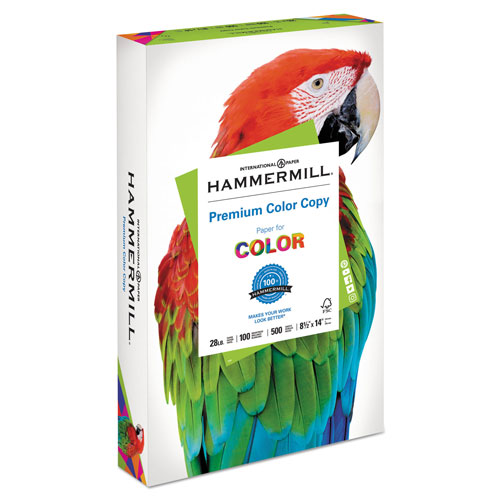 Hammermill Premium Color Copy Print Paper, 100 Bright, 28lb, 8.5 x 14, Photo White, 500/Ream