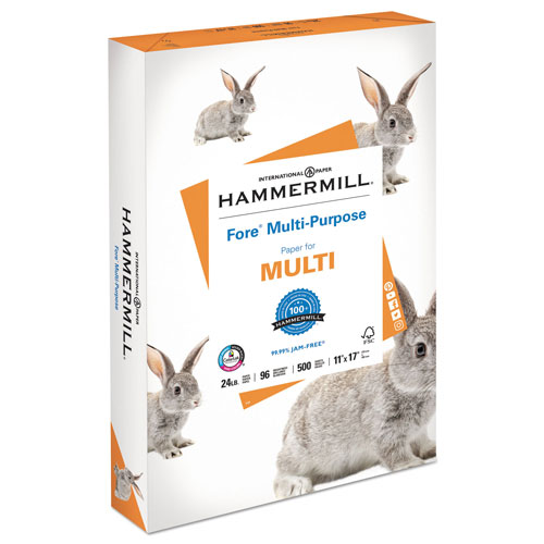 Hammermill Fore Multipurpose Print Paper, 96 Bright, 24lb, 11 x 17, White, 500/Ream