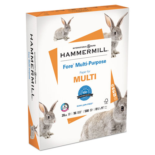 Hammermill Fore Multipurpose Print Paper, 96 Bright, 20lb, 8.5 x 11, White, 500 Sheets/Ream, 10 Reams/Carton