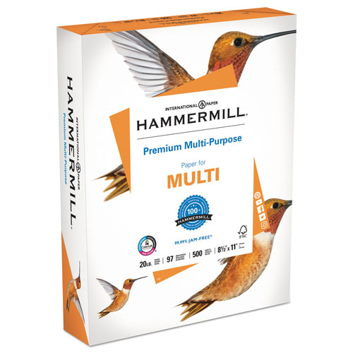 Hammermill Premium Multipurpose Print Paper, 97 Bright, 20lb, 8.5 x 11, White, 500 Sheets/Ream, 5 Reams/Carton