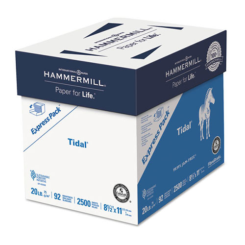 Hammermill Tidal Print Paper Express Pack, 92 Bright, 20lb, 8.5 x 11, White, 500 Sheets/Ream, 5 Reams/Carton