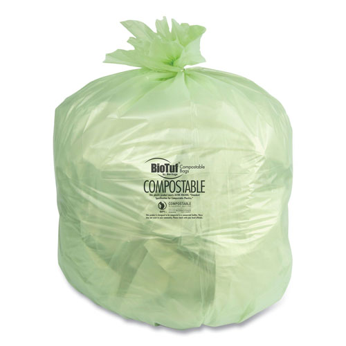 Heritage Bag Biotuf Compostable Can Liners, 23 to 30 gal, 1 mil, 28" x 45", Green, 125/Carton