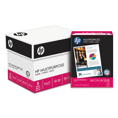 HP MultiPurpose20 Paper, 96 Bright, 20lb, Letter, White, 500/RM, 5 RM/CT