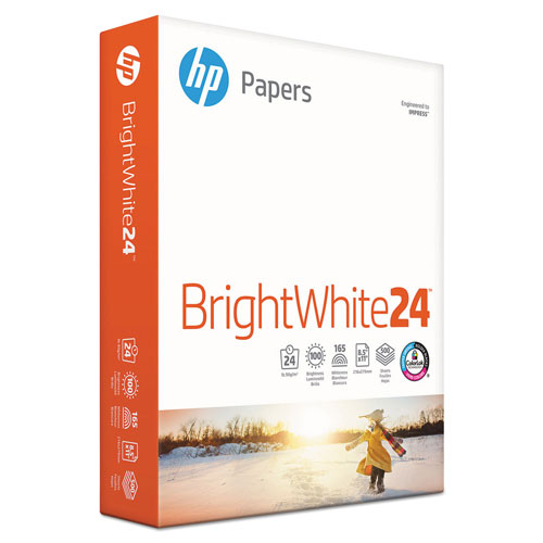 HP Brightwhite24 Paper, 97 Bright, 24lb, 8-1/2 x 11, 500 Sheets/Ream