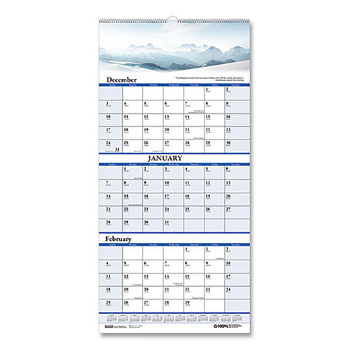 House Of Doolittle Earthscapes Recycled 3-Month Vertical Wall Calendar, Scenic Landscapes Photography, 12.25 x 26, 14-Month (Dec-Jan): 2023-2025