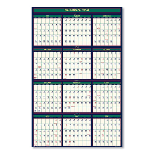House Of Doolittle Four Seasons Business/Academic Recycled Wall Calendar, 24 x 37, 12-Month (July-June): 2023-2024, 12-Month (Jan to Dec): 2024