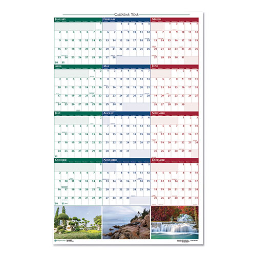 House Of Doolittle Earthscapes Recycled Reversible/Erasable Yearly Wall Calendar, Nature Photos, 32 x 48, White Sheets, 12-Month (Jan-Dec): 2024