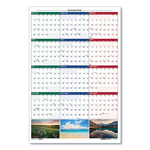 House Of Doolittle Earthscapes Recycled Reversible/Erasable Yearly Wall Calendar, Nature Photos, 24 x 37, White Sheets, 12-Month (Jan-Dec): 2024