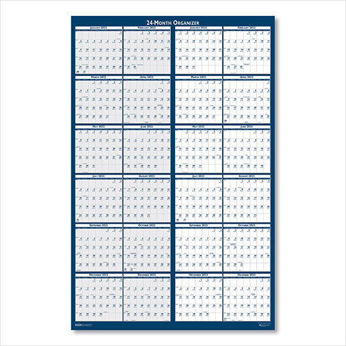 House Of Doolittle Reversible/Erasable 2 Year Wall Calendar, 24 x 37, Light Blue/Blue/White Sheets, 24-Month (Jan to Dec): 2024 to 2025