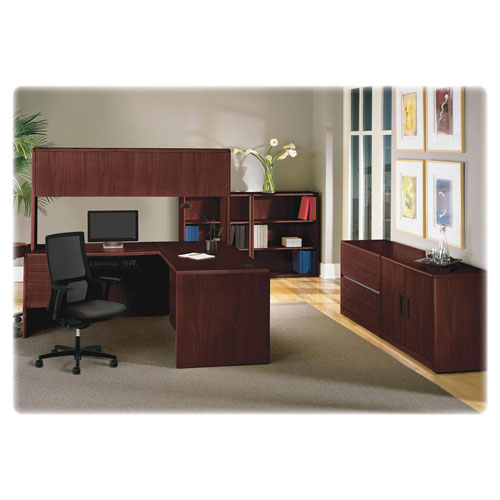 Hon 10700 Series Credenza with Full Height Left Pedestal, Mahogany, 72w x 24d