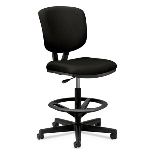 Hon Volt Series Adjustable Task Stool, 32.38" Seat Height, Supports up to 275 lbs., Black Seat/Black Back, Black Base