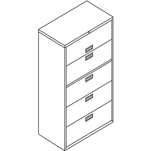 Hon 600 Series Five-Drawer Lateral File, 36w x 18d x 64.25h, Charcoal