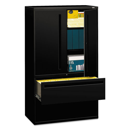 Hon 700 Series Lateral File with Storage Cabinet, 42w x 18d x 64.25h, Black