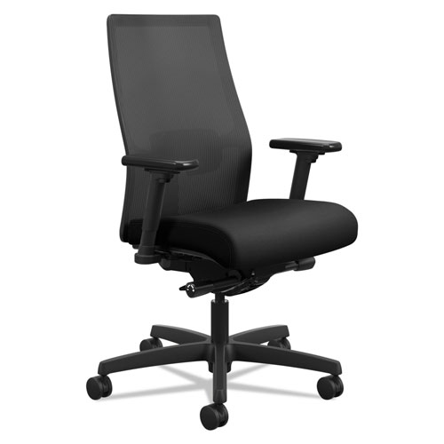 Hon Ignition 2.0 4-Way Stretch Mid-Back Mesh Task Chair, Supports up to 300 lbs., Black Seat/Back, Black Base