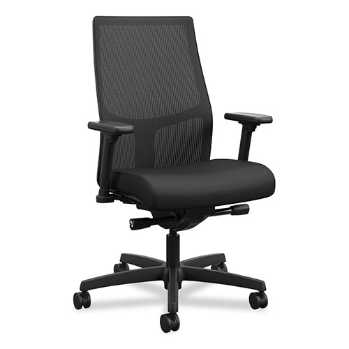 Hon Ignition 2.0 4-Way Stretch Mid-Back Mesh Task Chair, Supports up to 300 lbs, Black Seat/Back and Base