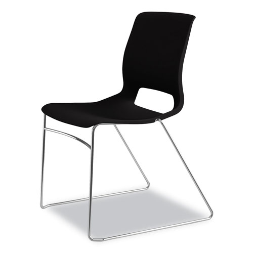 Hon Motivate High-Density Stacking Chair, Onyx Seat/Black Back, Chrome Base, 4/Carton