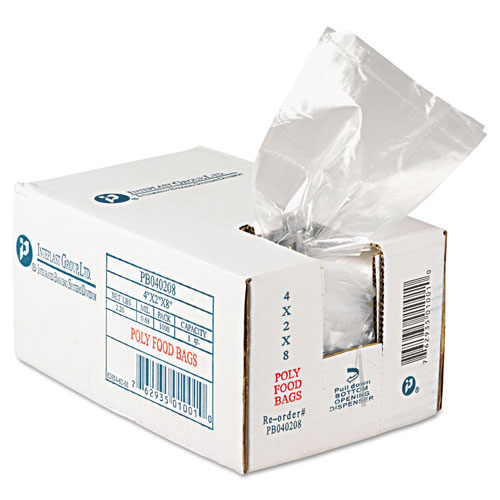 InteplastPitt Get Reddi Food & Poly Bag, 4 x 2 x 8, 16oz, .68mil, Clear, 1000/Carton