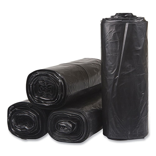 InteplastPitt Recycled Low-Density Commercial Can Liners, Coreless Interleaved Roll, 60 gal, 1.5 mil, 38